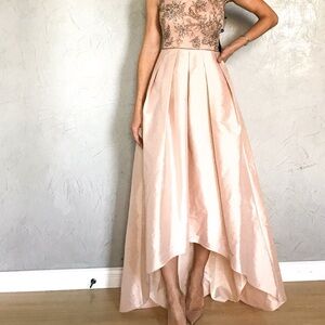 Adrianna Papell Blush Gown with Sequin Embellishments